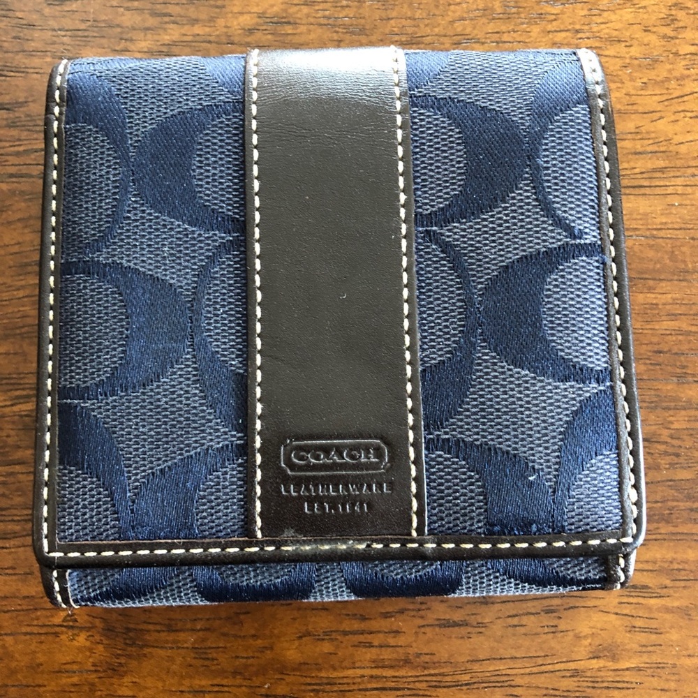 Coach Leather and Canvas Wallet with Coin Slot